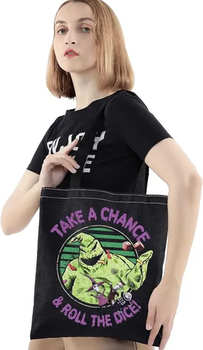 Vista 3 de BWKTOP Funny Ghost Tote Bag - Ghost Fans Gift: Take A Chance And Roll The Dice