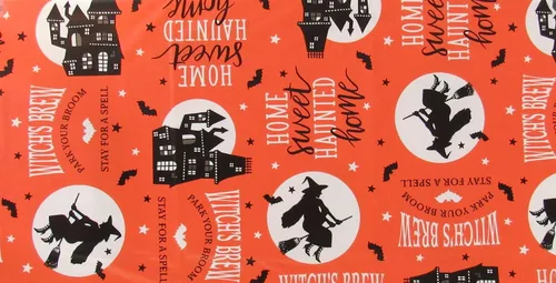 Vista 4 de Home Sweet Haunted Home Witch's Brew - Mantel trasero de franela de vinilo de la colección Halloween (color naranja, 52 x 70 pulgadas, oblongo)