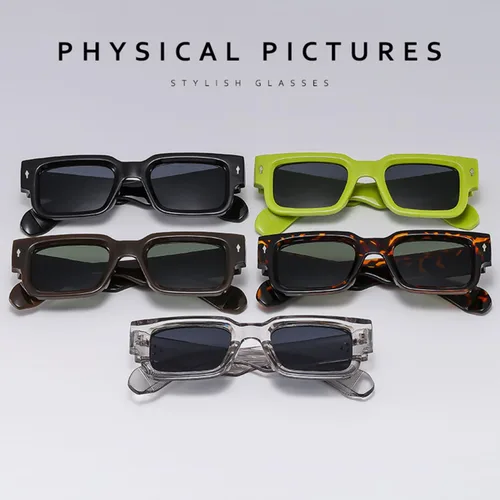Vista 5 de GIFIORE Gafas de sol cuadradas para hombres y mujeres, gafas de sol rectangulares negras de moda