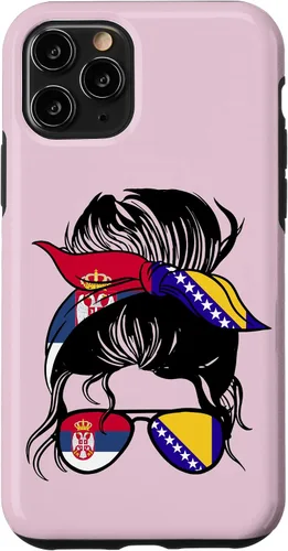 Vista 10 de Funda para iPhone 14, mitad bosnia, mitad serbia, raíces bosnias y serbias