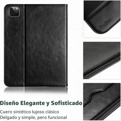 Vista 5 de ProCase Funda de piel sintética para iPad Pro de 11 pulgadas 2025 M5 / 2024 M4 con correa de mano bolsillo frontal, cubierta de soporte de negocios