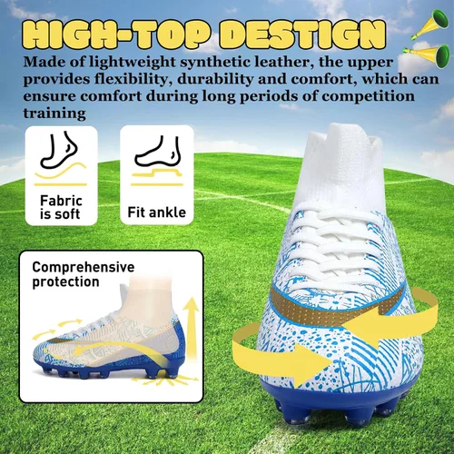 Vista 6 de RDGO Tacos de fútbol con cordones para niños y niñas (niños pequeñosniños grandes)