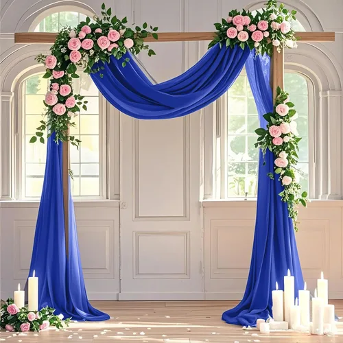 Vista 4 de FANPROMS Cortinas de gasa para arco de boda, 2 paneles de 18 pies, cortinas de gasa transparente para ceremonia, 6 yardas, tela drapeada para arco