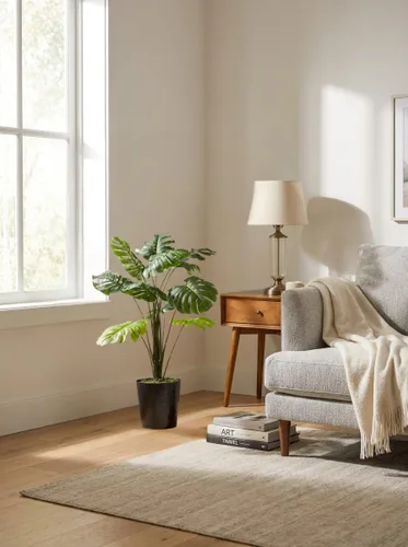Vista 5 de LCG Florals Planta Monstera artificial de 3 pies, en maceta, planta de esquina falsa grande para interiores, vegetación sintética realista