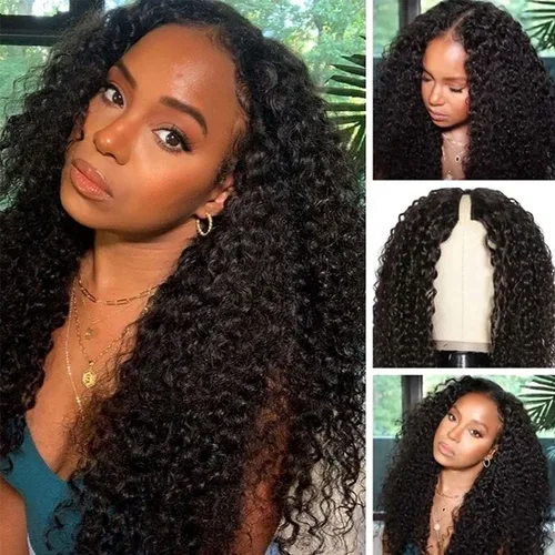 Vista 2 de Nadula - Pelucas de cabello humano virgen, con ondulado en forma de U, sin encaje para mujeres negras, con clips, densidad del 150 %, color natural.