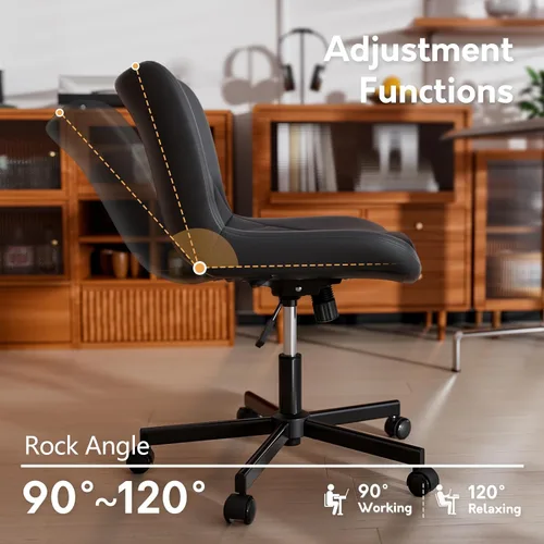 Vista 8 de Silla de Escritorio sin Brazos, Silla de Oficina para el Hogar Moderna sin Brazos, Silla de Computadora Ajustable en Altura y con Movimiento, Silla