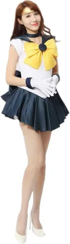 Vista 2 de Ourcosplay Sailor Moon Uranus Tenoh Haruka Cosplay - Juego de 6 piezas