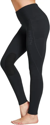 Vista 3 de FitsT4 Sports Pantalones de equitación con forro polar para mujer, pantalones ecuestres de invierno, con parche en la rodilla, mallas de equitación