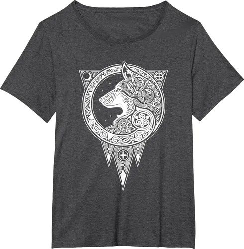 Vista 23 de Viking Fenris Wolf - Camiseta de mitología nórdica con símbolo de Fenrir Asphalt Grey