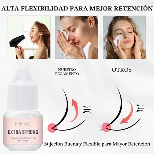 Vista 3 de EMEDA - Pegamento profesional para extensiones de pestañas, 0.5S/1S/2-3S/secado rápido, sujeción fuerte, impermeable, hipoalergénico, sin látex