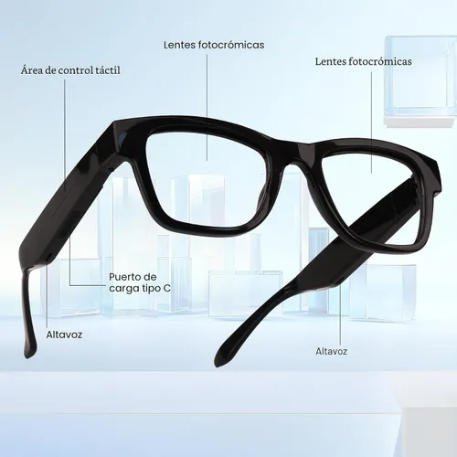 Vista 9 de Lentes inteligentes AI con lentes de cambio de color, gafas Bluetooth para hombres y mujeres con traducción más de 160 idiomas asistente de voz