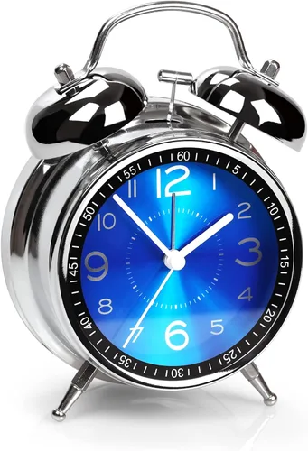 Vista 21 de AYRELY® Reloj despertador de campana doble súper fuerte para adultos de sueño pesado, 4 pulgadas, retro, silencioso, sin tictac, con luz nocturna