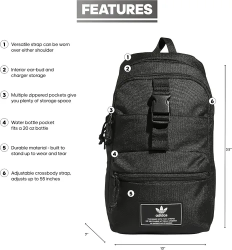 Vista 2 de adidas Originals Bolso bandolera utilitario 3.0, Negro -, Bolso bandolera utilitario 3.0