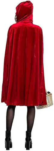 Vista 7 de Disfraz de Caperucita Roja para mujer vestido de fiesta de Halloween con capa para Halloween y Navidad