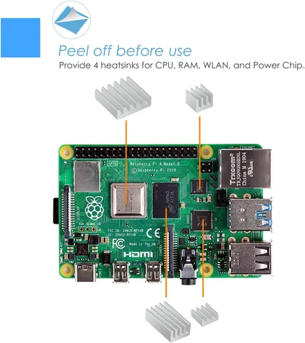 Vista 6 de [20W 5V 4A] Funda Raspberry Pi 4, con iUniker 20W 5V 4A USB C Raspberry Pi 4 Fuente de alimentación con interruptor Disipador de calor Ventilador