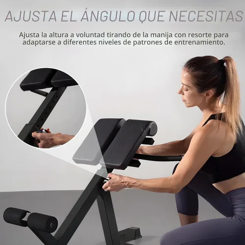 Vista 8 de Extensor de respaldo de silla romana, banco de hiperextensión ajustable doble ángulo y altura para gimnasio en casa, máquina de ejercicio de espalda