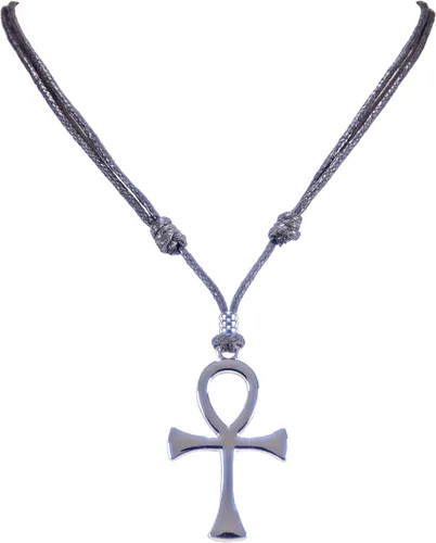 Vista 12 de BlueRica Collar de cordón ajustable con cruz de la vida Ankh