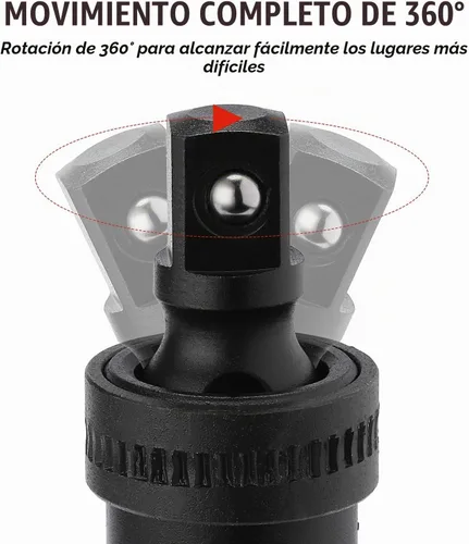 Vista 5 de MIXPOWER Juego maestro de llaves de impacto profundo de 38 piezas de 1/2 pulgada con mango de trinquete de liberación rápida de 10 pulgadas