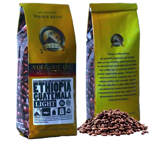 Vista 13 de Café de grano entero tostado ligero Volcanic Cult Vanuat Organic Supreme Finest Artisan Coffee ofrece una amplia selección de opciones de café