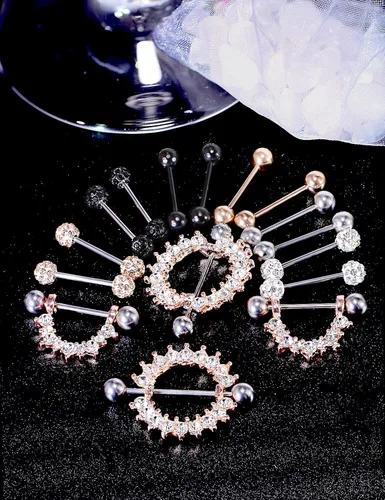 Vista 3 de Lcolyoli - 12 piercings de acero quirúrgico de 056oz para la lengua pezón pezón pezón piercing para el cuerpo joyería para mujeres y hombres