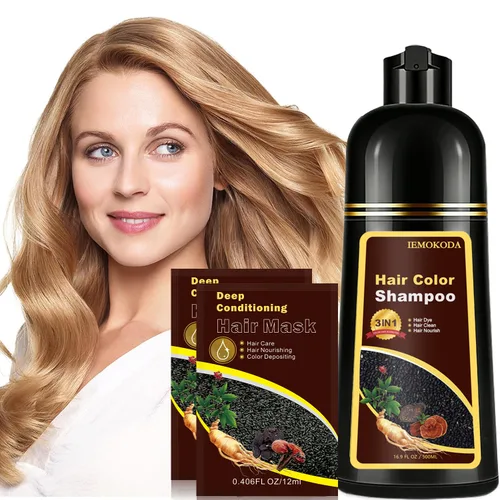 Vista 10 de Champú de tinte para cabello negro para cabello gris, champú instantáneo de color de cabello, champú de larga duración, champú para cabello negro