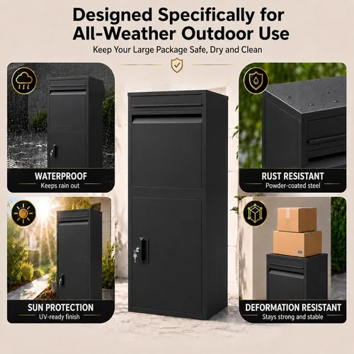 Vista 5 de Package delivery Boxes for Outside,Extra Large Mailbox for Parcel Black