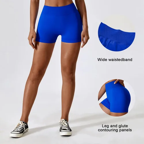 Vista 3 de Adisputent Pantalones cortos de gimnasio para mujer con levantamiento de glúteos, pantalones cortos de entrenamiento en V cruzado, sin costuras