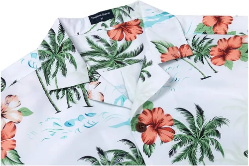 Vista 4 de Camisas hawaianas para hombre, manga corta, ajuste regular, camisas florales para hombre