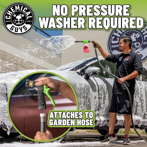 Vista 3 de Chemical Guys TORQ Foam Blaster - Kit de lavado para automóvil, jabón adhesivo de espuma de nieve, cera de espuma en aerosol de plátano Blazin