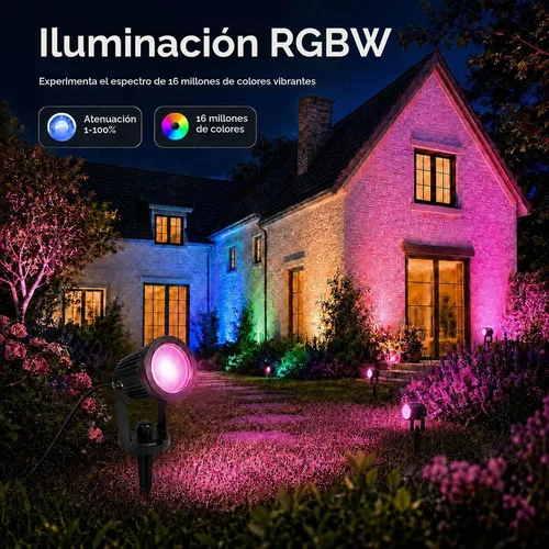 Vista 2 de Luces para exteriores, focos de 15 W para exteriores con enchufe de EE. UU. y control remoto, focos de paisaje de control de aplicación de 12 V 2