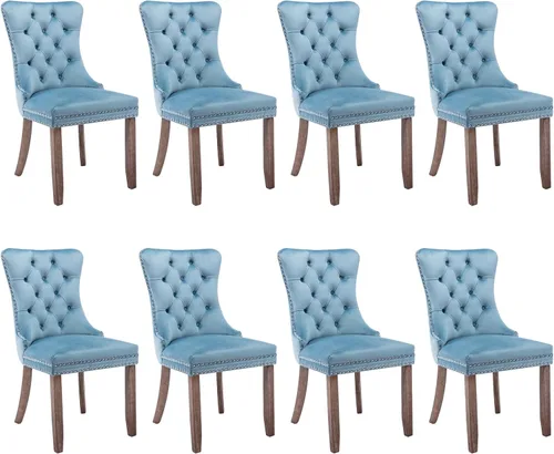 Vista 61 de SoarFlash Juego de 2 sillas de comedor de terciopelo, silla lateral de respaldo alto, silla lateral moderna tapizada de alta gama con botones Beige