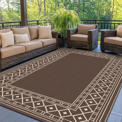 Vista 9 de GENIMO Alfombra de Exterior 5'x8' Impermeable para Patio, Alfombra de Paja de Plástico Reversible para Exteriores, Alfombras de Camping para Negro