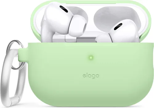 Vista 10 de elago Funda compatible con AirPods Pro 2 (2022), funda de silicona con llavero, LED frontal visible, soporta carga inalámbrica [negro]