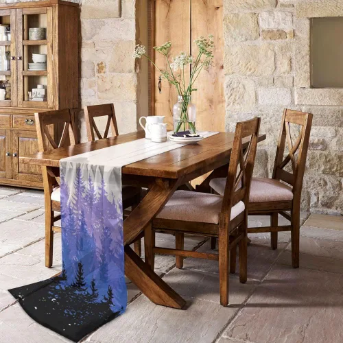 Vista 3 de Double Love Purple Black Forest Chiffon Table Runner 55 Inches Long, Voile Sheer Tulle Runner for Rustic Wedding Reception Bridal Shower Decorations