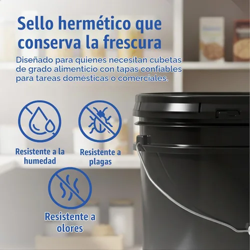 Vista 5 de ePackageSupply Cubo de 5 Galones con Tapa Hermética Fabricado en EE. UU. Grado Alimenticio Plástico Premium HPDE Resistente Cubo Multiusos