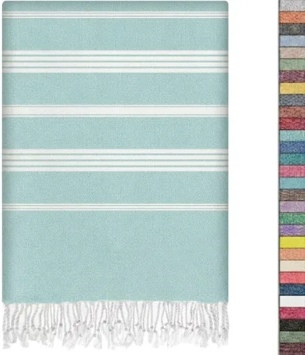 Vista 16 de EPHESUS TOWELS Toalla de playa turca de gran tamaño de 38 x 70 pulgadas, diseño sultán, toalla turca para playa, baño, piscina, gimnasio, yoga
