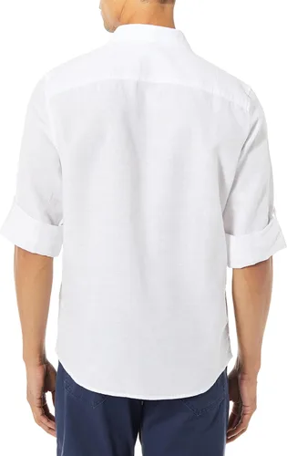 Vista 2 de Perry Ellis Camisa de algodón de lino sólido con botones para hombre (talla S - XXL)