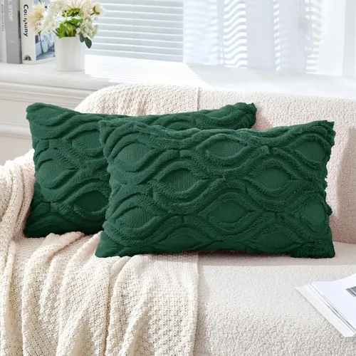 Vista 34 de MIULEE - Juego de 2 fundas de almohada de lana sintética suave y afelpada, fundas decorativas de estilo bohemio para sofá, sala de estar, cama, 16 x