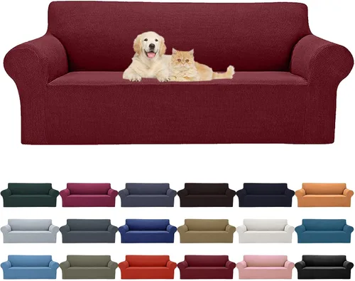 Vista 53 de Cupuamon Funda elástica para sofá de 1 plaza, funda protectora de muebles con parte inferior elástica de tela jacquard a cuadros pequeños para Beige