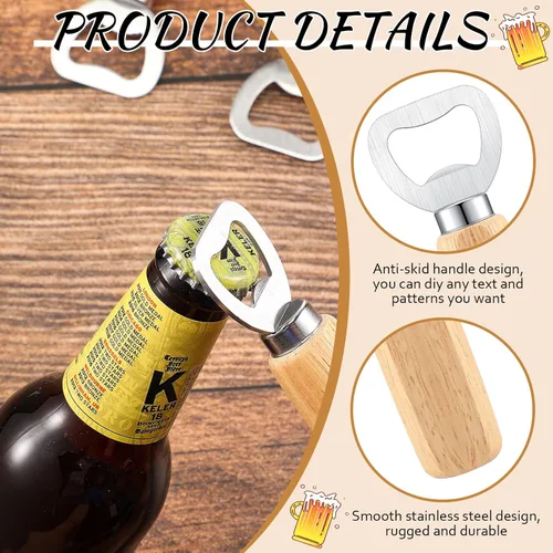 Vista 3 de Lounsweer Abrebotellas de vino de madera, 30 piezas, abridor de botellas de acero inoxidable, de mano, resistente, abrebotellas, sidra, grabado