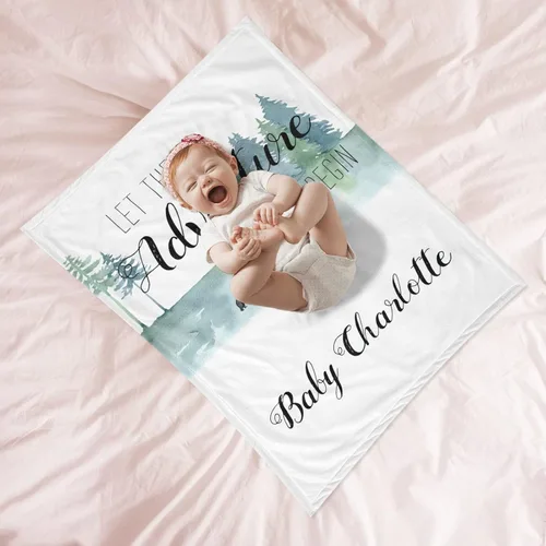 Vista 3 de Manta de bebé personalizada para niños y niñas, manta de bebé personalizada con nombre, regalos personalizados para baby shower, mantas recibidoras