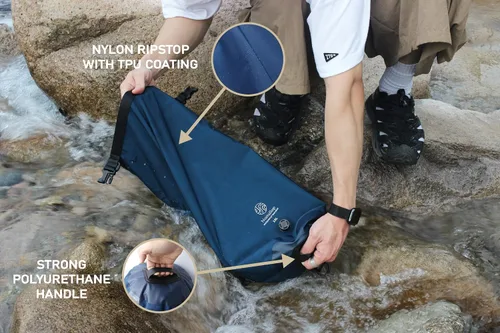 Vista 3 de Lavadora portátil con bolsa de lavado – Bolsa seca totalmente impermeable de 15 litros – Lavadora de nailon compacta ligera – Bolsa de lavandería
