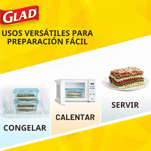 Vista 8 de Glad Gladware - Recipientes de almacenamiento de alimentos para congelar, rectángulo grande con capacidad para 64 onzas de alimentos, juego de 2