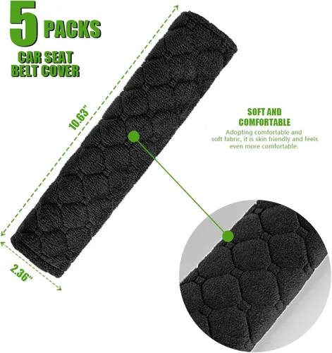 Vista 2 de Paquete de 5 fundas suaves para cinturón de seguridad de automóvil, cómodas almohadillas para cinturón de seguridad de automóvil, protección de Negro