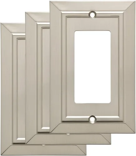 Vista 9 de Placa de pared Franklin Brass W35218V-SN-C Classic Architecture, dúplex, 3 unidades, simple, níquel satinado