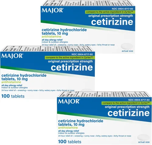 Vista 8 de MAJOR Tabletas de clorhidrato de cetirizina, alivio de alergias en interiores y exteriores las 24 horas para estornudos, ojos llorosos, picazón