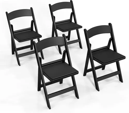 Vista 11 de FCH Silla plegable de plástico con asiento acolchado, sillas plegables de resina con cojín suave, cómoda y resistente, adecuada para interiores