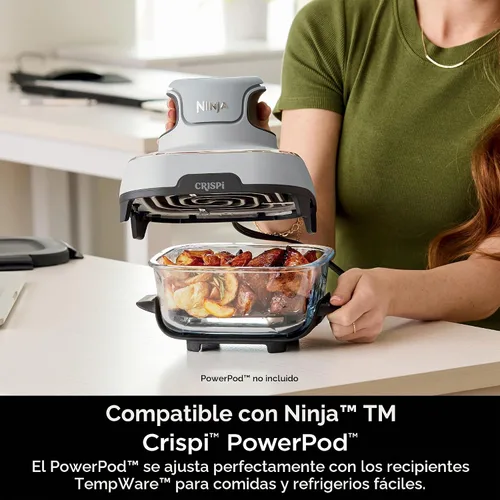 Vista 3 de Freidora de aire Ninja, Sistema Crispi de 4QT + 3 contenedores con tapas de almacenamiento, Freidora de aire, Microondas, Congelador y apto