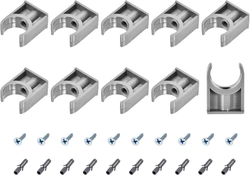 Vista 7 de METALLIXITY Clips de tubería de agua de PVC (0.79 pulgadas), 20 unidades, abrazaderas de plástico en forma de U con tornillos, para manguera