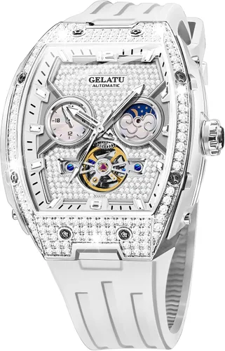 Vista 7 de OLEVS - Reloj automático de lujo para mujer con diamantes, fecha, clásico, de cuerda automática, relojes de pulsera luminosos e impermeables